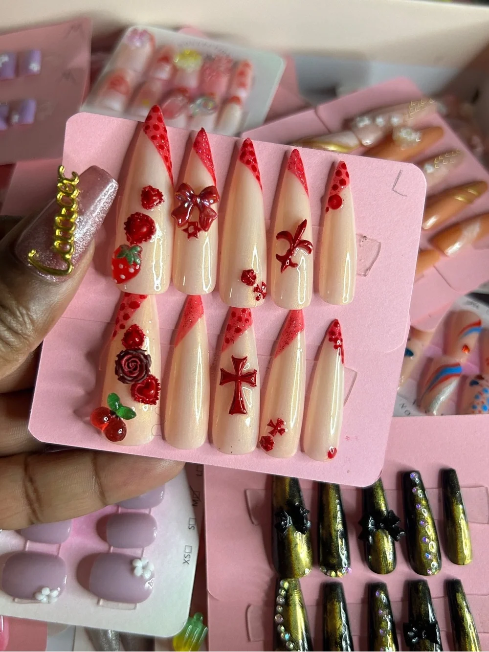 Red Embellished extra long - Women Makeup
